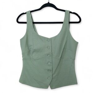 Y2K Sage Green Button-Up Women's Top Vest
